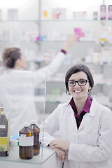 Image showing team of pharmacist chemist woman  in pharmacy drugstore