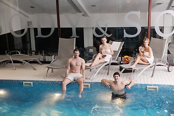 Image showing yung people group at spa swimming pool
