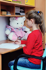 Image showing girl doing homework