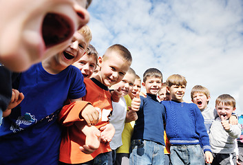 Image showing preschool  kids outdoor have fun