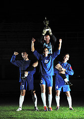 Image showing football players celebrating the victory