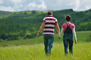 Image showing romantic young couple in love together outdoor