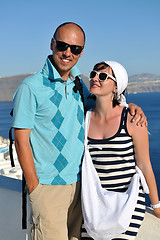 Image showing happy young couple tourists in greece