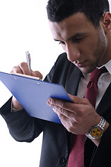 Image showing business man trying to read