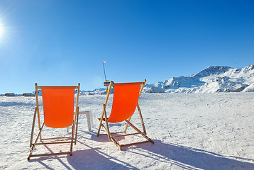 Image showing wooden chair on top of mountaint