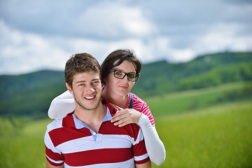 Image showing romantic young couple in love together outdoor