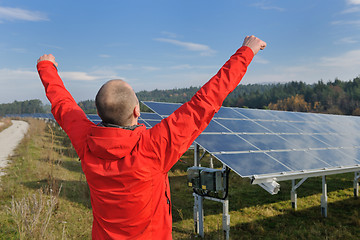 Image showing Male solar panel engineer at work place