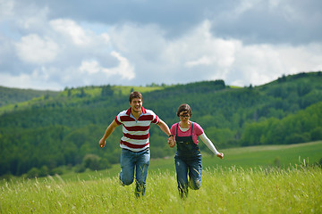 Image showing romantic young couple in love together outdoor