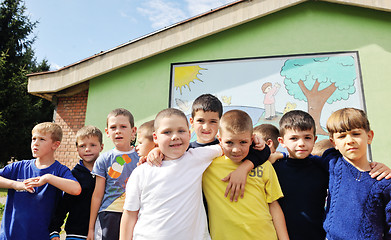 Image showing preschool  kids outdoor have fun