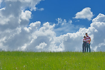 Image showing romantic young couple in love together outdoor