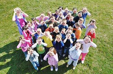 Image showing preschool  kids outdoor have fun