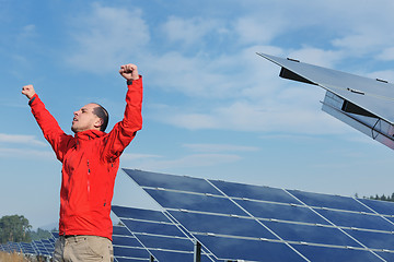 Image showing Male solar panel engineer at work place