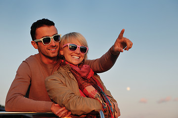 Image showing couple in love  have romantic time on boat