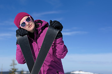 Image showing winter woman ski