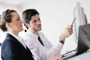 Image showing business people group working in customer and help desk office