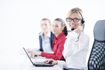 Image showing business woman group with headphones