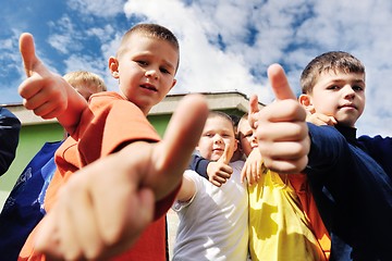 Image showing preschool  kids outdoor have fun