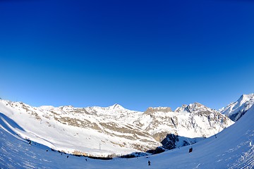 Image showing High mountains under snow in the winter