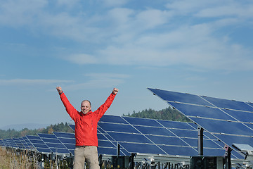 Image showing Male solar panel engineer at work place