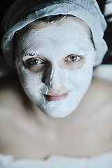 Image showing woman with facial mask in cosmetic studio