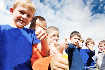 Image showing preschool  kids outdoor have fun