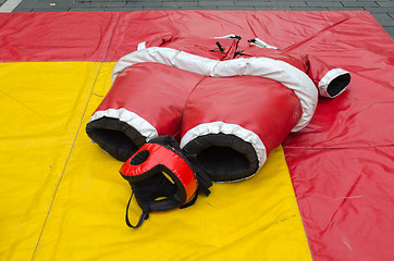 Image showing sumo wrestler costume suit and helmet 