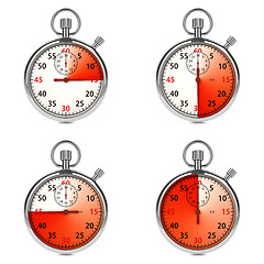 Image showing Stopwatch - Red Timers. Set on White.