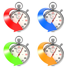 Image showing Stopwatch with Colored Arrow. Set on White.