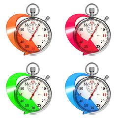 Image showing Stopwatch with Colored Arrow. Set on White.