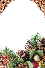 Image showing Wreath straw Christmas background