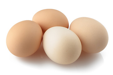 Image showing Four eggs on white 