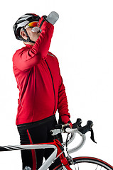 Image showing Cyclist drinking water