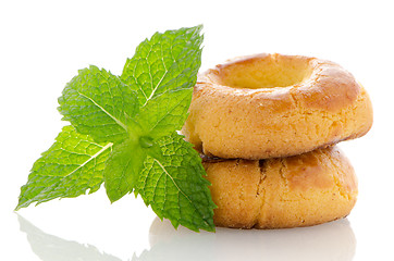 Image showing Baked cookies with mint 