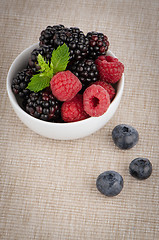 Image showing Bowl of berries fruits 