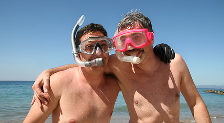 Image showing Men go snorkeling