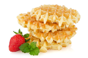 Image showing Waffles and strawberry