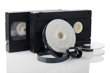 Image showing Two videotapes and reel