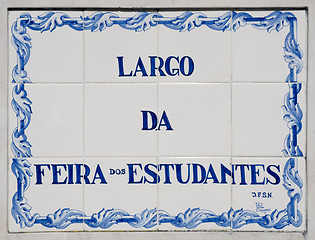 Image showing Ceramic sign in Coimbra, Portugal