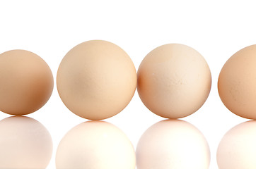 Image showing Four eggs on white 