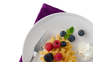 Image showing Waffles with fresh berries