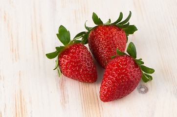 Image showing Three fresh strawberries