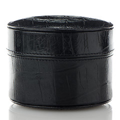 Image showing Black leather jewelery box