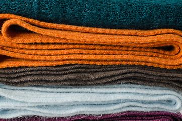 Image showing Pile of colorful scarves