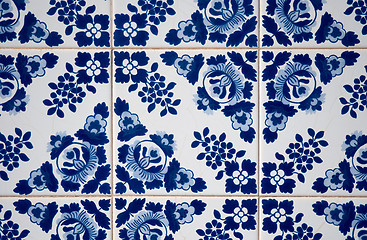 Image showing Traditional Portuguese glazed tiles