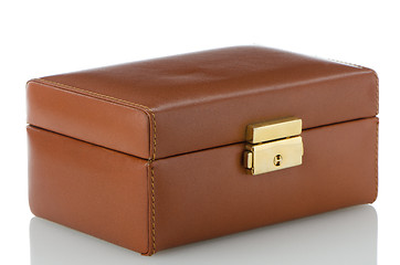 Image showing Brown leather jewelery box