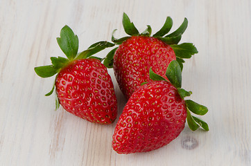 Image showing Three fresh strawberries