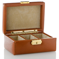 Image showing Brown leather jewelery box