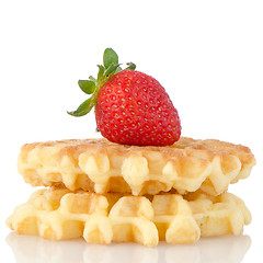 Image showing Waffles and strawberry