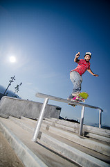 Image showing Skateboarder on a slide