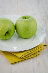 Image showing Two green apples